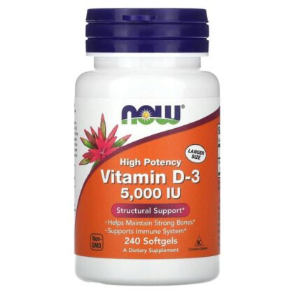 NOW Vitamin D3 5000 IU 240 капсул